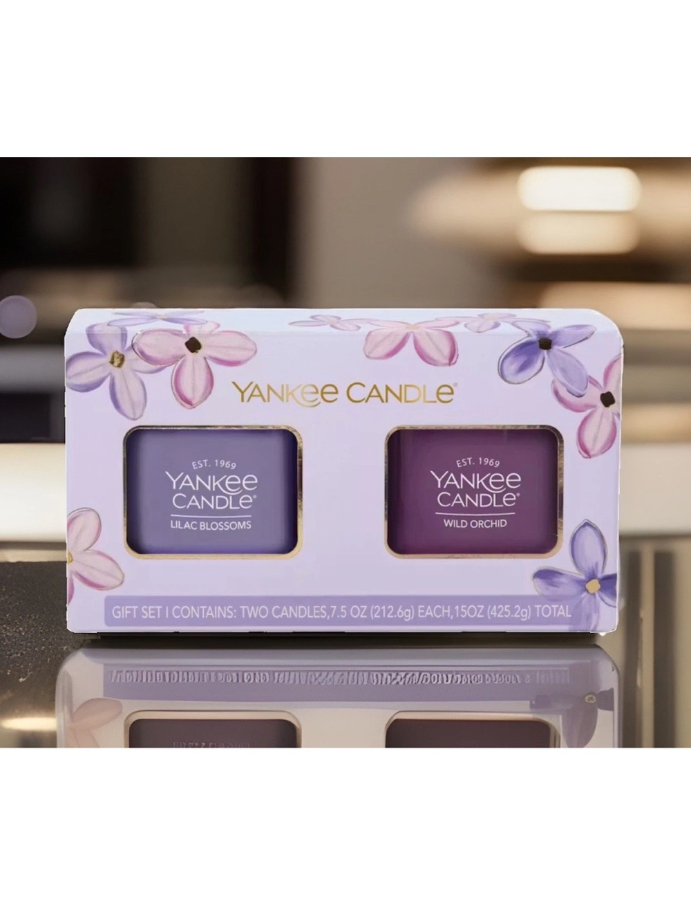 Yankee Candle-Pack Of Two Candles-1 Lilac Blossoms, 1 Wild Orchid (7.5oz Each)